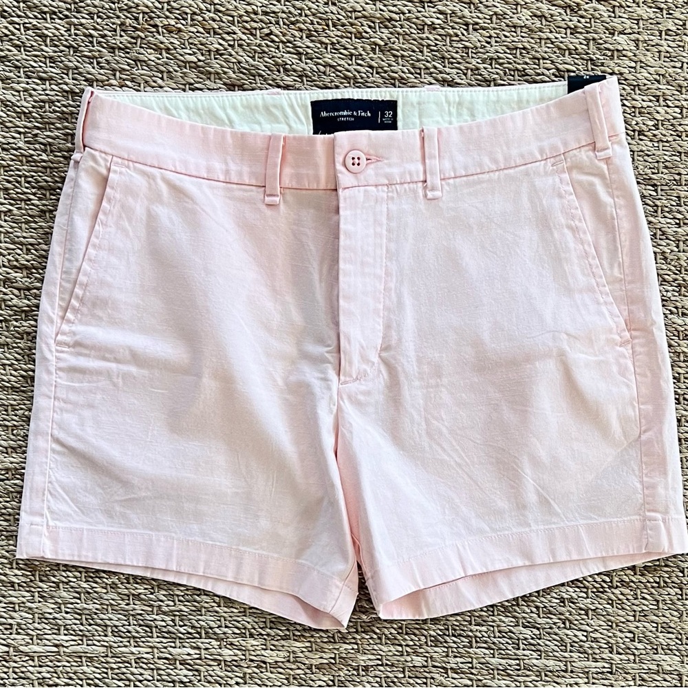 Abercrombie & Fitch Stretch Chino Shorts Size 32 Light Pink 5” Inseam